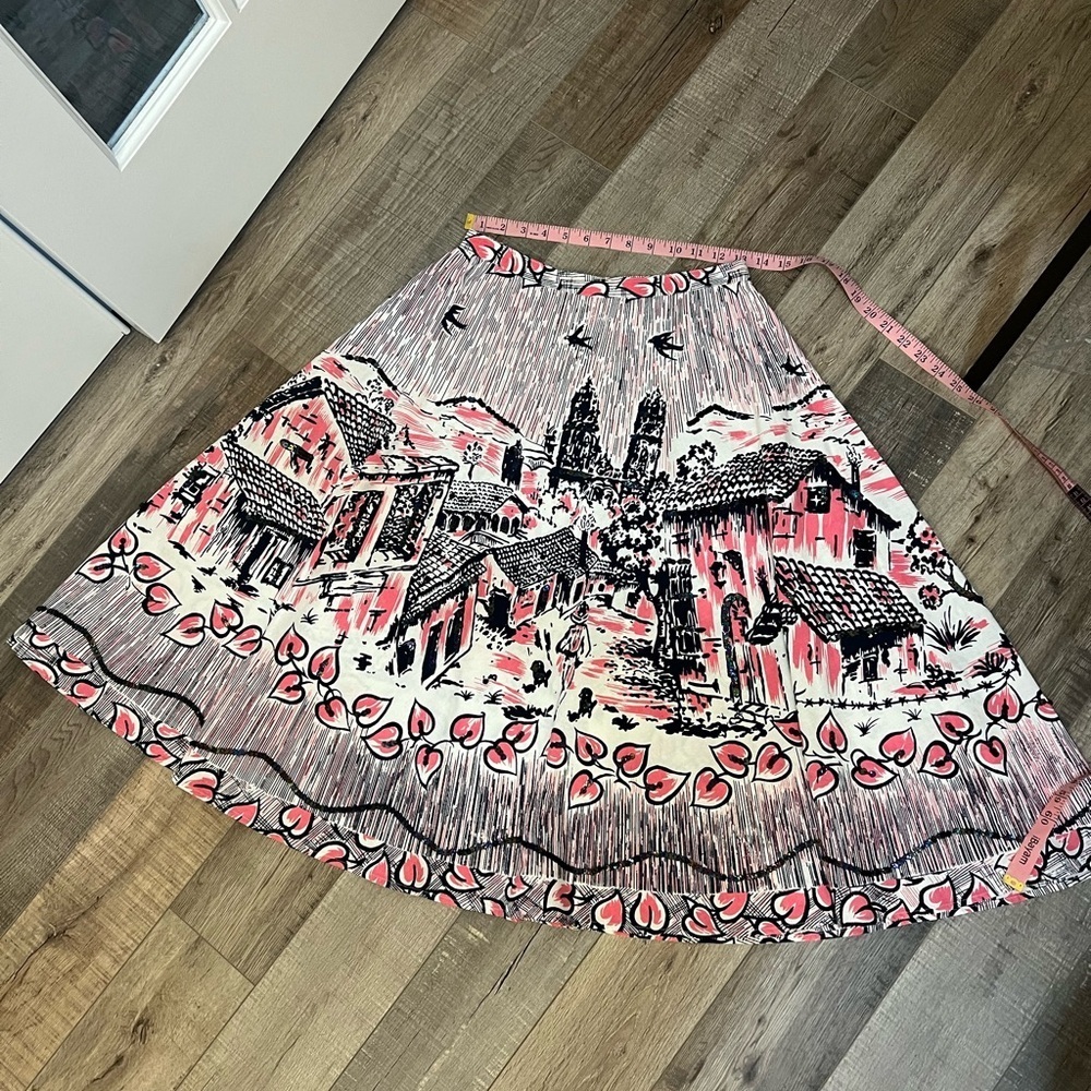 Bernardo Pink and Black Scenic A-Line Skirt with sequin detail size 4 EUC - Picture 10 of 12